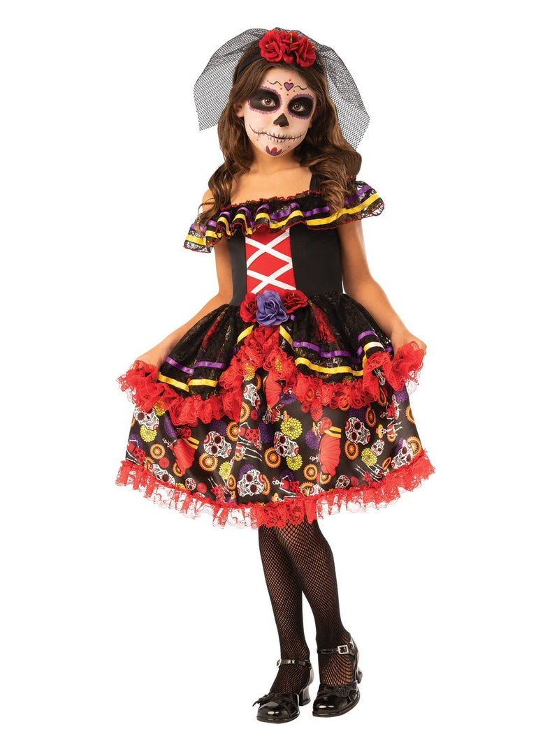 Rubies Day Of The Dead Girl Costume for Kids, Girl's Large - Image 1